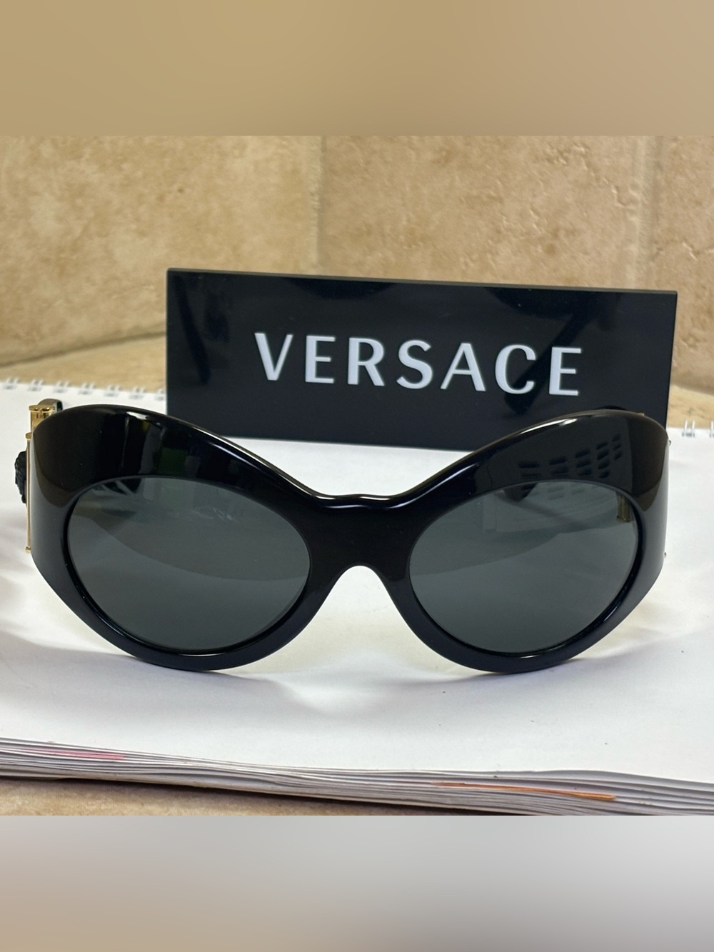 New Versace VE5462 GB1/87 Black Gloss Cat-Eye Sunglasses for Women